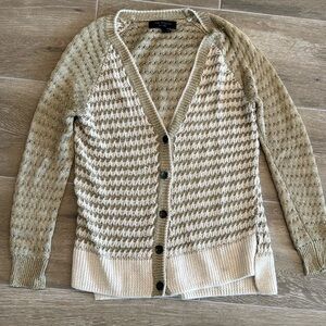 Rag & bone alpaca blend Laura cardigan in gold metallic/ivory